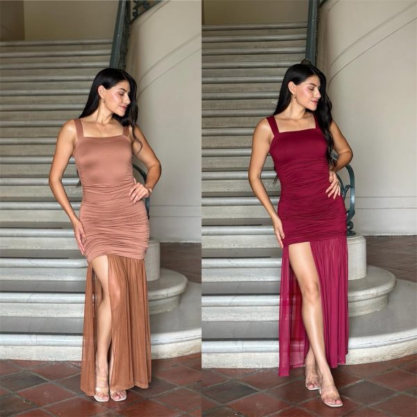 SLEEVELESS SHORT DRESS WITH MESH BOTTOM - PACK OF 3