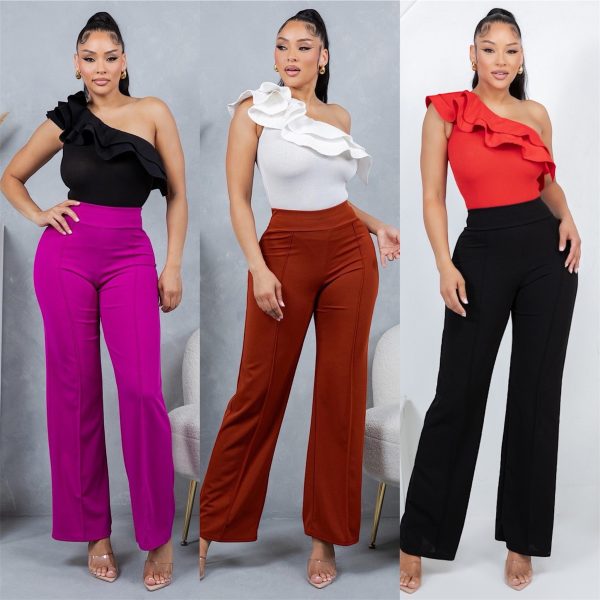 ONE SHOULDER FLOUNCED SLEEVELESS BODYSUIT - PACK OF 3